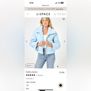 L SPACE Women's Light Blue Jacket